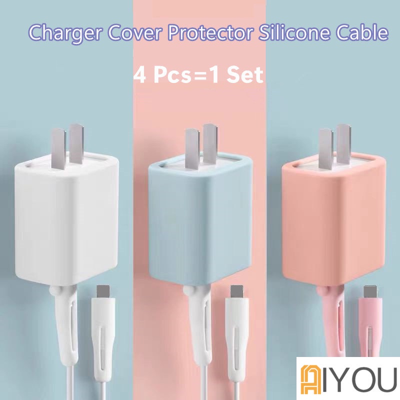 【For iPhone Type-C to Lightning】Charger Cover Protector Silicone Cable Accessory iP-18/20w USB Charger Plug Cable Protector for Phone USB Cable Line Protection Case.