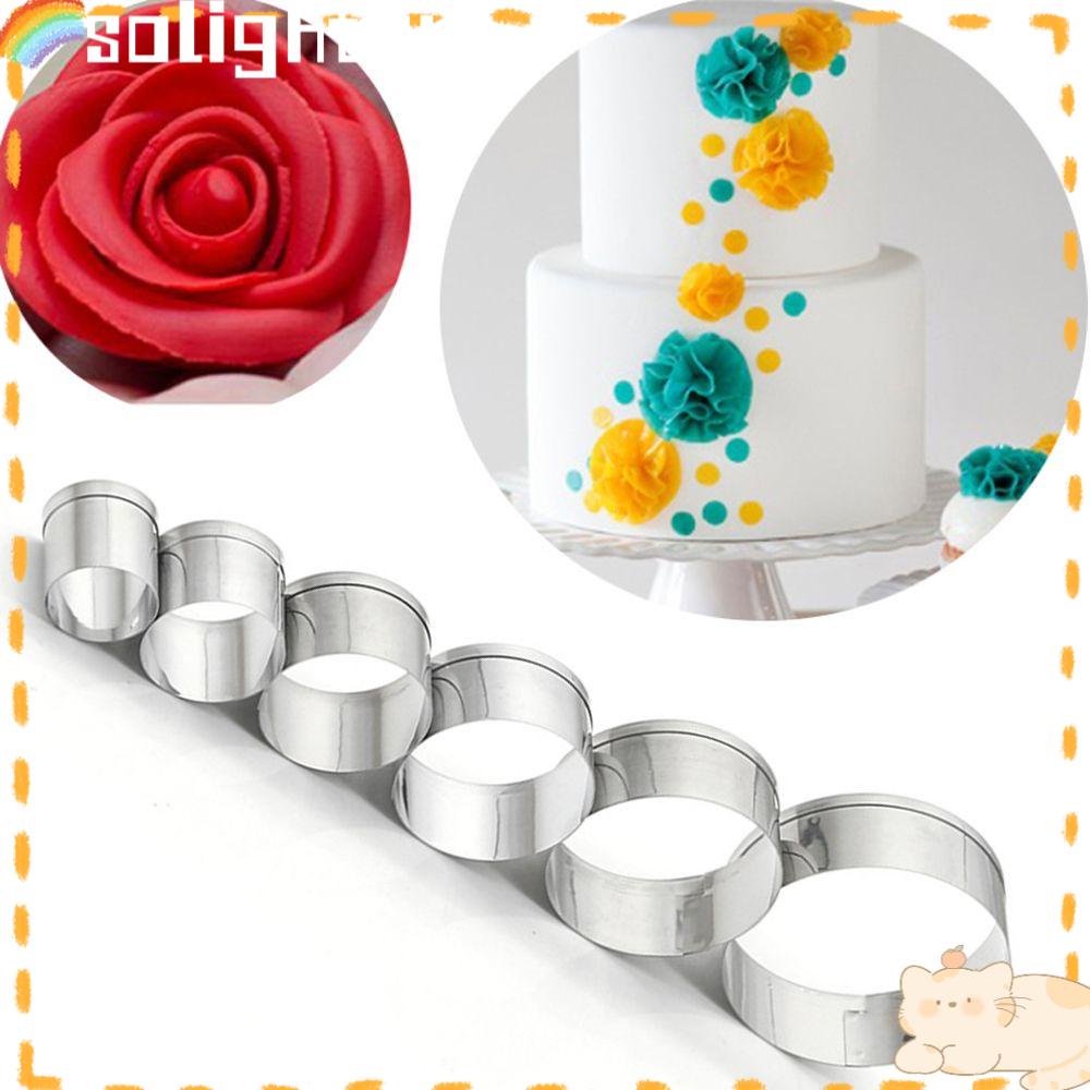 Solighter 6Pcs/set Lingkaran Biskuit Cetakan Bakeware Stainless Steel Berbentuk Bulat Cookie Cutter