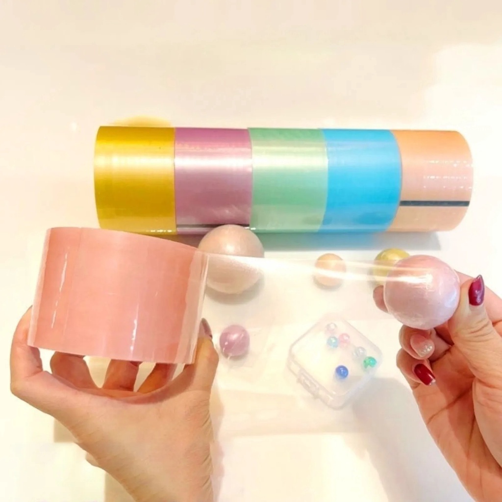 Macaron Colorful Sticky Ball Tape General Craft Masa Kini Alat Tulis Tape Dekoratif DIY Mainan Pereda Stres Sticky Tape