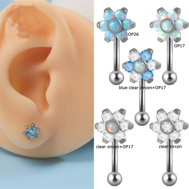 1buah G23 Baja Titanium Melengkung Barbel Hypoallergenic Benang Internal Alis Bibir 16Gauge Piercing Helix Tragus Anting