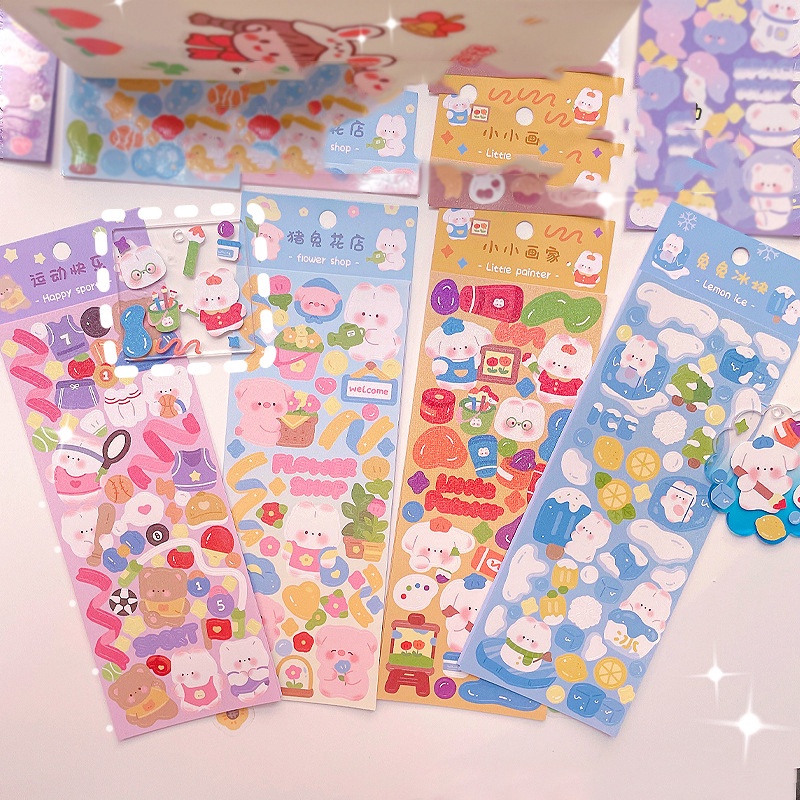 Kawaii Kartun Lucu DIY Goo Stiker Alat Tulis/Perekat Diri Gadis Cangkir Air Buku Decal Aksesoris