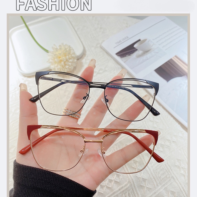 Hot Selling Kacamata Wanita Anti Radiasi Cat Eye Metal Eye Protection