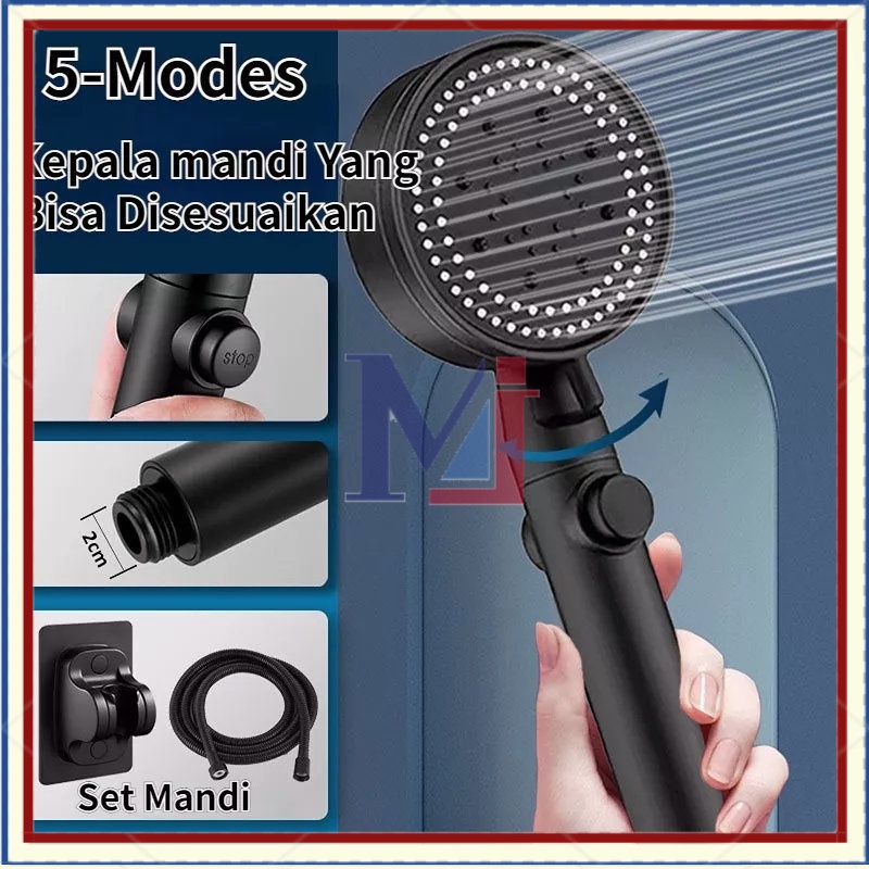 【COD】Shower Kamar Mandi Hitam / Kran Shower Kamar Mandi /Shower Black / Kepala Shower 5 Mode Adjustable Tekanan Tinggi