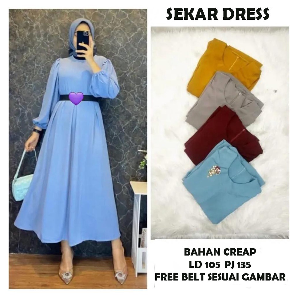 ilook | Sekar Dress | Dress Maxi Wanita + Belt Terkini