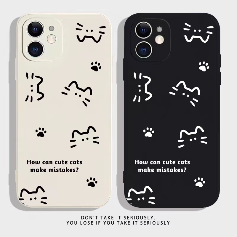 IPHONE Ins Pola Kucing Cocok Untuk Iphone14 14pro 14plus 13 13pro 13prm iPhone12 7Plus 8Plus Xr XS 13 Pro Max Empat Sudut Casing Ponsel Tahan Guncangan