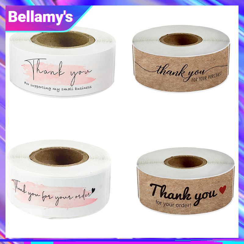 

COD ❤️ Stiker Thank You 1 roll Kertas Kraft Berbentuk Persegi Panjang-Bellamy's