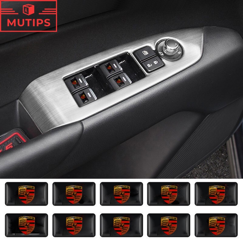 Porsche 10Pcs 3D Car Stickers Steering Wheel Door Window Switch Button Badge Decoration Suitable For 958 911 987 cayenne