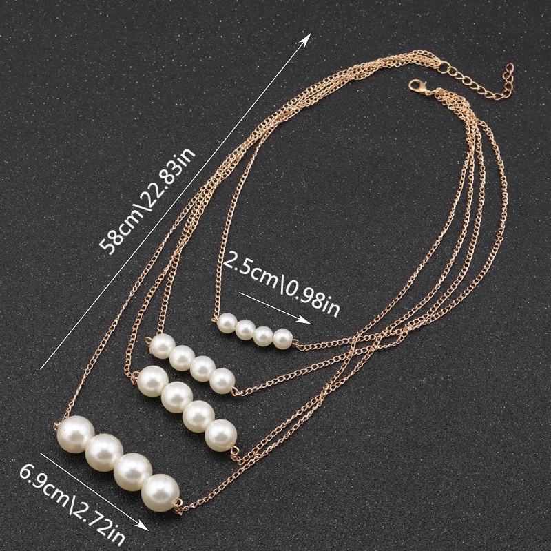 Fashion multi-layer pearl necklace Women's vintage pearl collarbone chain sexy trend jewelry suitable for party gifts