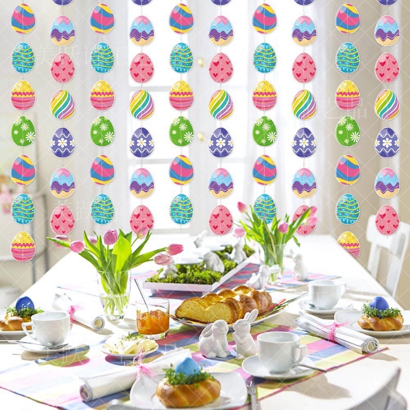 Ornamen Gantung Telur Paskah Musim Semi/Liontin Banner Pesta Happy Easter Untuk Garland Gantung Rumah