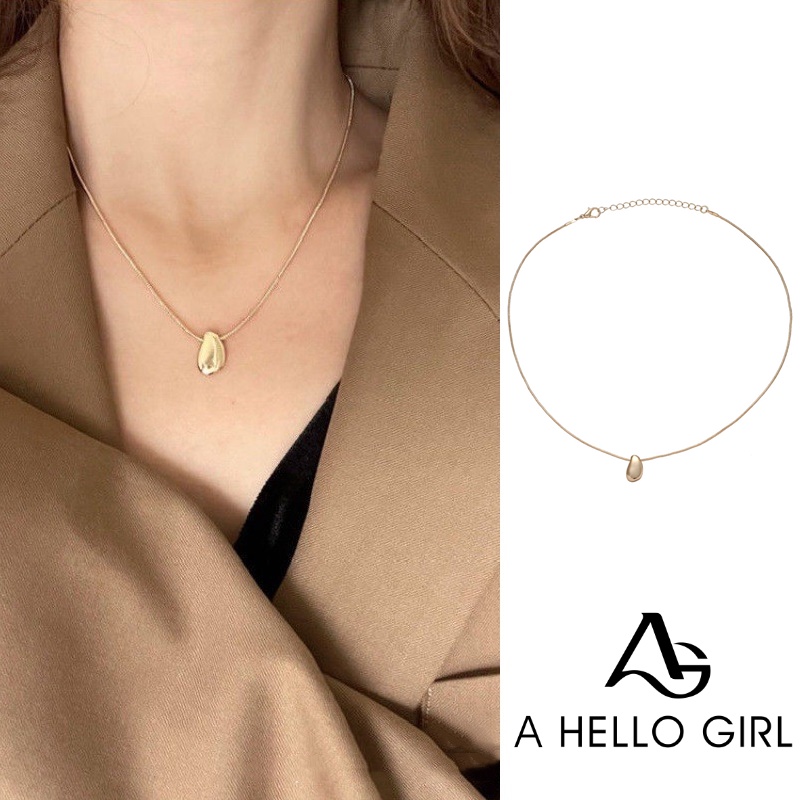 Simple Geometric Pendant Necklace Personality Trendy Retro Glossy Clavicle Chain for Women