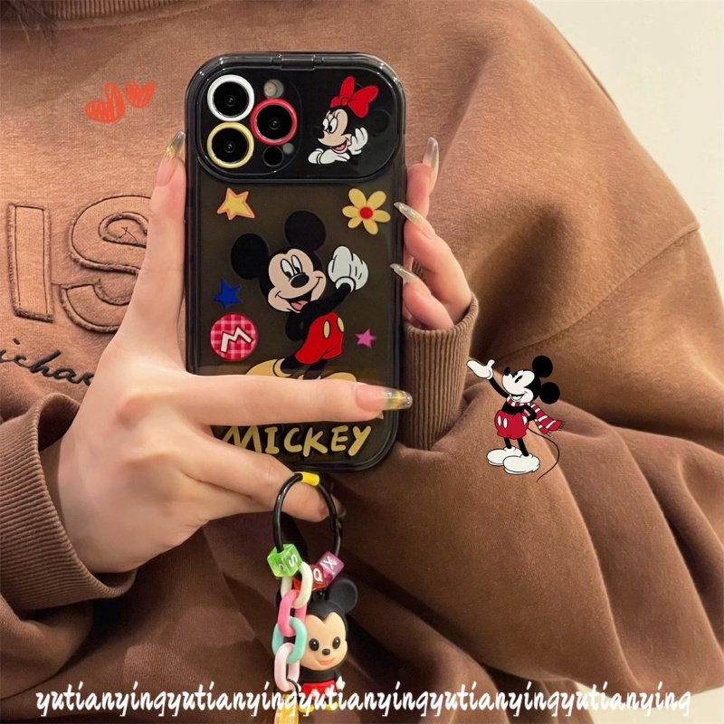 IPHONE Flip Make Up Cermin Mickey Minnie Mouse Cute Case Kompatibel Untuk Iphone14 11 13 12 Pro Max7 8 Plus X XR XS Max SE 2020 Shockproof Soft TPU Kartun Disney Phone Cover