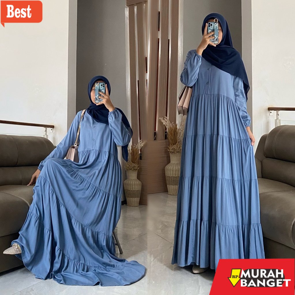 Tren baju lebaran wanita 2023- AYANA DRESS by ZALFA OUTFIT / dress polos/ gamis rayon