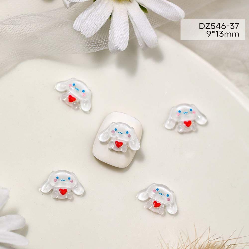 Agustinina Kartun Dekorasi Kuku Lucu Resin Kelinci Kuromi Kitty Kucing Strawberry Bear Manicure Aksesoris 3D Nail Art Drills