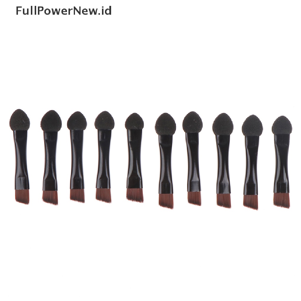 Power 10pcs Sikat Makeup Kepala Ganda Tabung Aluminium Bevel Sikat Alis Sponge Brush ID