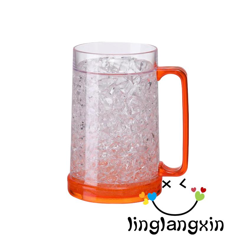 Llx-450ml Mug Bir Frozen, Cangkir Dinding Ganda Warna-Warni Dengan Pegangan Untuk Pesta BBQ Musim Panas