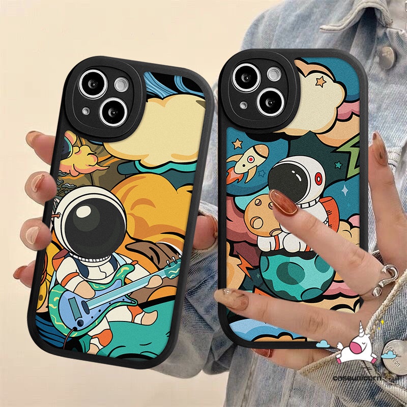 Kartun Astronot Ponsel Case Untuk Infinix  Smart 5 6 Hot 9 11 10 Play 10s 10T 11s Hot 10 Lite Note 8 Trendi Merek NASA Lembut Tpu Silicon Penutup Belakang