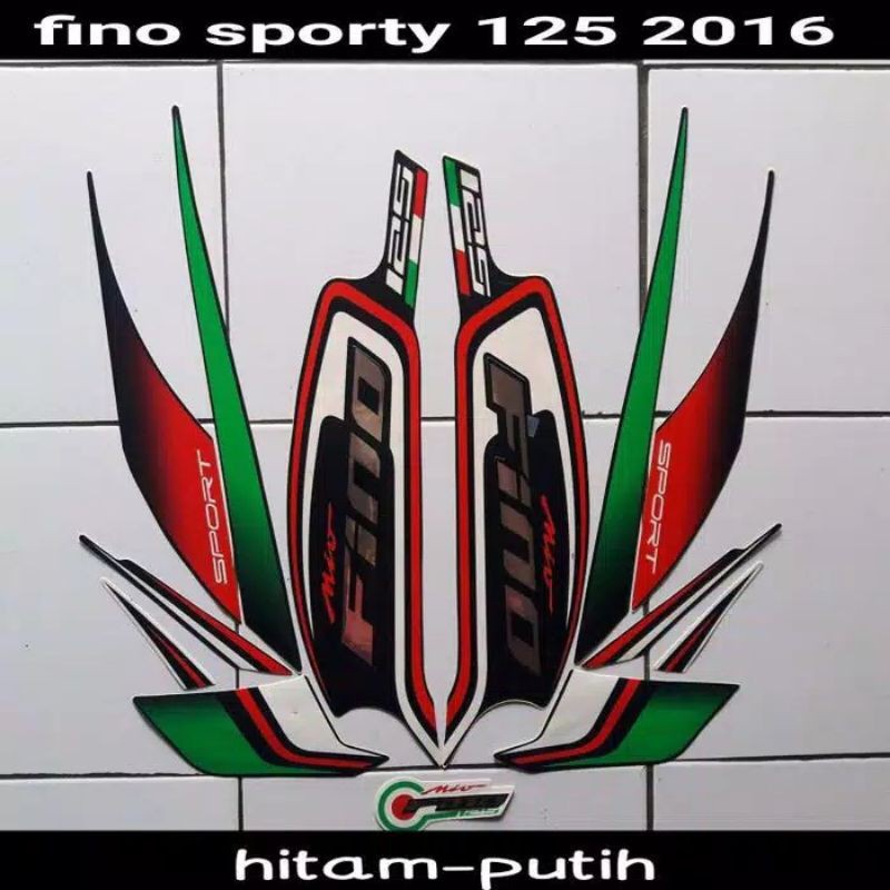 Striping sticker lis body yamaha mio fino sporty 125 thn 2016 hitam putih / Stiker motor