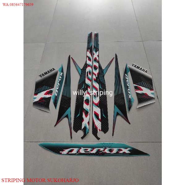 (ORI) Striping sticker lis body yamaha all new aerox 155 connected 2022 2023 silver biru cyan KUALIT