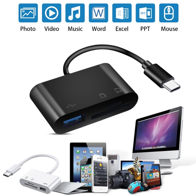 Three-in-one Multi-Fungsi OTG Type-C Transfer Card Reader/Tipe-C Phone Card Reader Kartu TF Kamera SD CF Card Three in One/Adaptor Laptop/3C Aksesoris