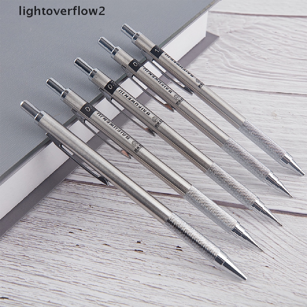 [lightoverflow2] Pensil Mekanik Bahan Metal 0.5/0.7/0.9/1.3/2.0mm Menggambar Pensil Otomatis Dengan Timah [ID]