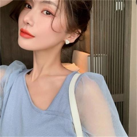 S925 Jarum Perak Korea Unik Micro-Hias Shell Cinta Sederhana Peach Hati Trendi Unik Anting Earrings Wanita