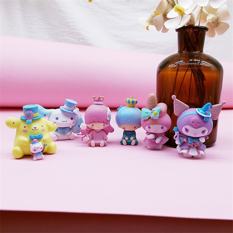 6 Pcs Sanrio Dream Tema Boneka Anime Figure Mainan Pvc Model Patung Anak Perempuan Ulang Tahun Boneka Mainan