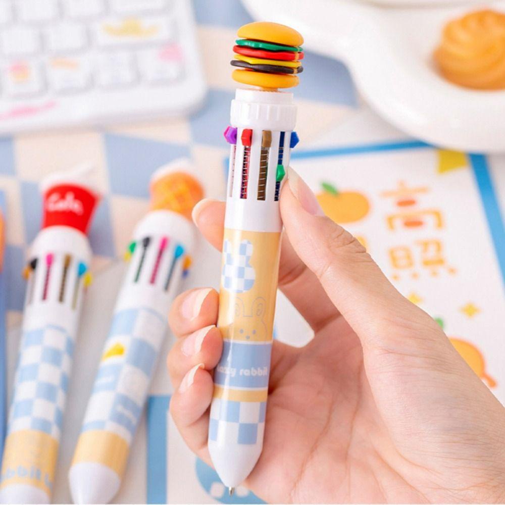 R-flower 3PCS/set Bolpoin Hamburger Cola 10warna Hadiah Siswa Alat Tulis Alat Tulis Menulis Gel Pen