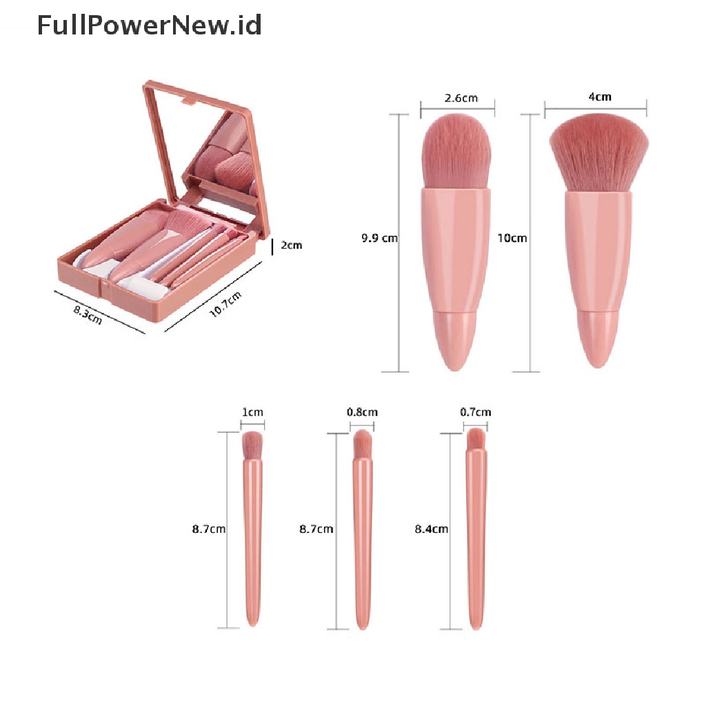 Power 5pcs Travel Makeup Brush Set Portable Kotak Penyimpanan Rambut Lembut Longgar Alat Makeup ID