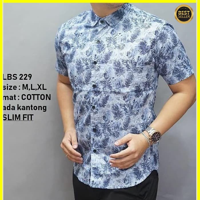 KEMEJA BATIK PRIA SLIM FIT LENGAN PENDEK FASHION PRIA BAJU BATIK PRIA LBS229 PREMIUM KEMEJA BLD JAKARTA