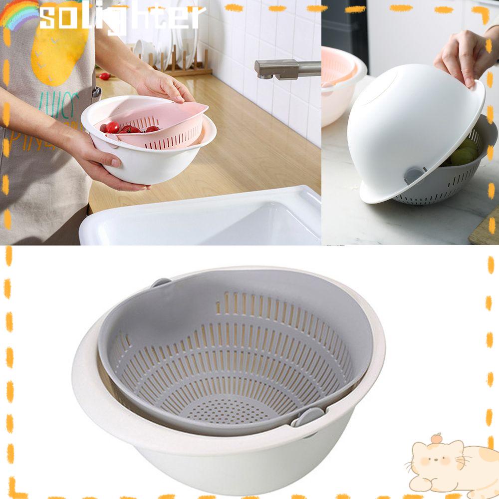 Solighter Drain Basket Portable Gadget Dapur Saringan Buah Cuci Beras