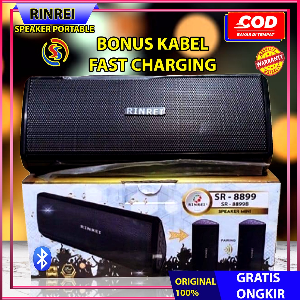 SPEAKER BLUETOOTH SPEAKER BASS RINREI 8899B GARANSI RESMI BONUS KABEL FAST CHARGING