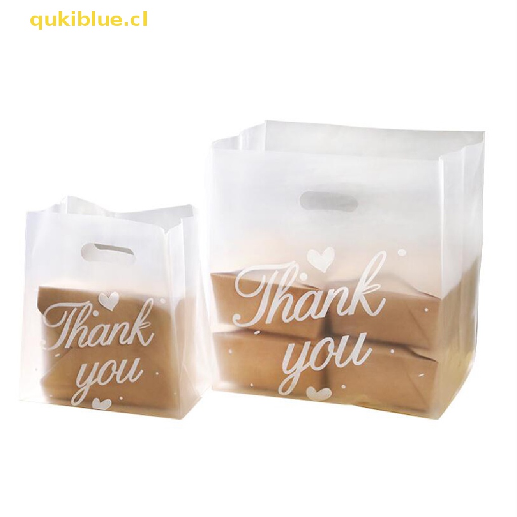 Qukiblue 50pcs Thank You Kantong Plastik Permen Bingkisan Shopping Bag Wedding Wrapping Bag cl