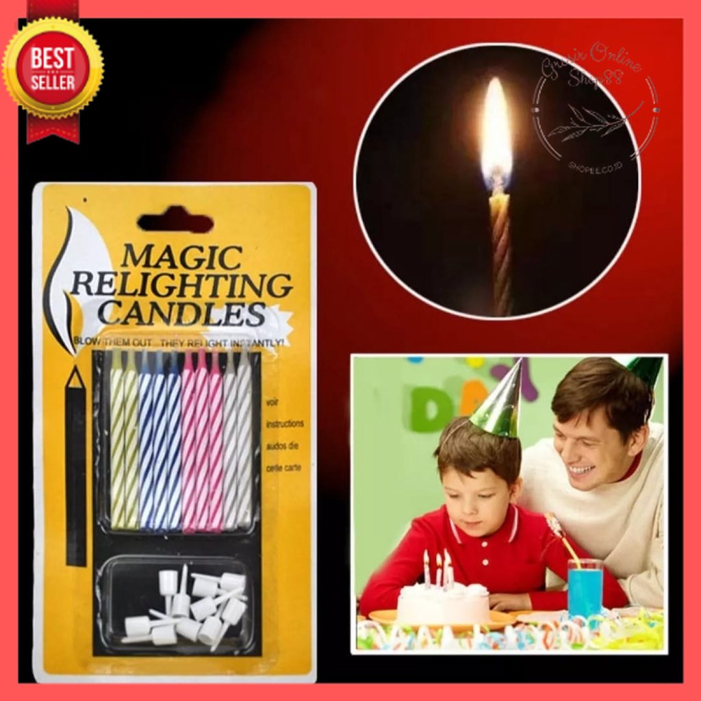 GOS -E401- Lilin Magic Ulang Tahun - Lilin Ulang Tahun - Candle Magic Relighting isi 10pcs