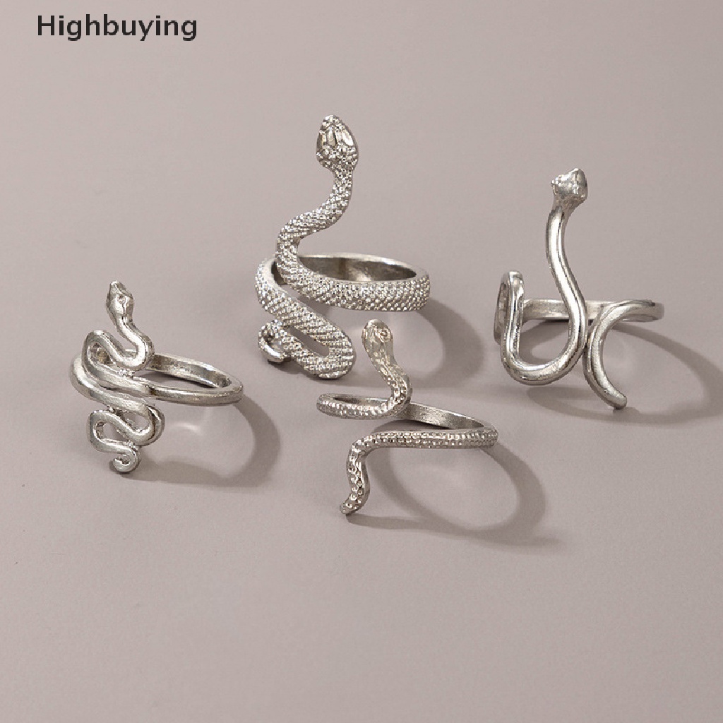 Hbid 4Pcs Cincin Ular Set Wanita Anillo Bagues Perhiasan Gadis Remaja Accesories Hadiah Glory