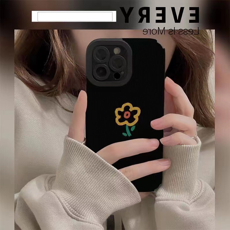 Black Simple Flower Girl Woman Soft Case HP OPPO A91 F11 F9 Pro A3S A9 A5 A31 A53 A33 2020 A7 A5S A12 A11K A52 A92 A83 A55 A56 A55S A95 FTD Stripe Casing Realme C1 X XT Reno 2F 3 5 6 5G