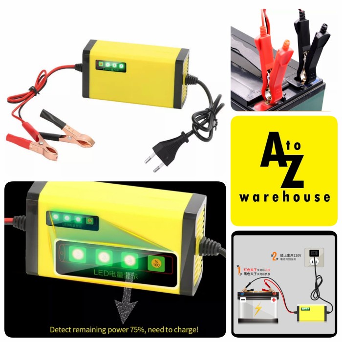 Alat Cas Charger Aki Motor Mobil Portable 2A 12V Alat Cas Aki Motor