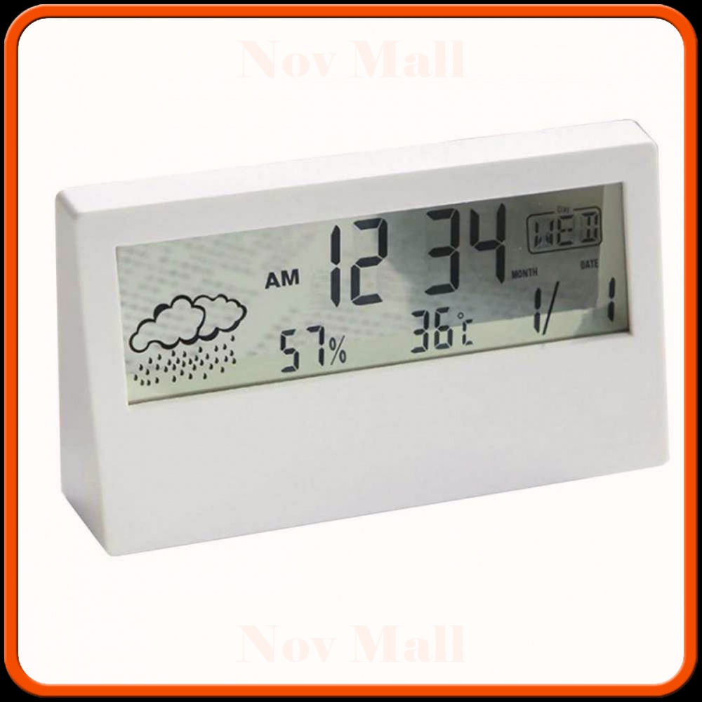Jam Alarm Meja Digital Thermometer Hygrometer Weather Station -JM400