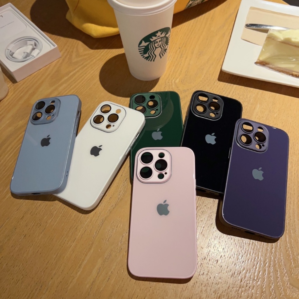 Casing Handphone Kaca Tempered Untuk Iphone14Plus14 Pro Max13 12 11 Pro Max Shockproof Hard Cover Casing Pelindung Kamera iPhone