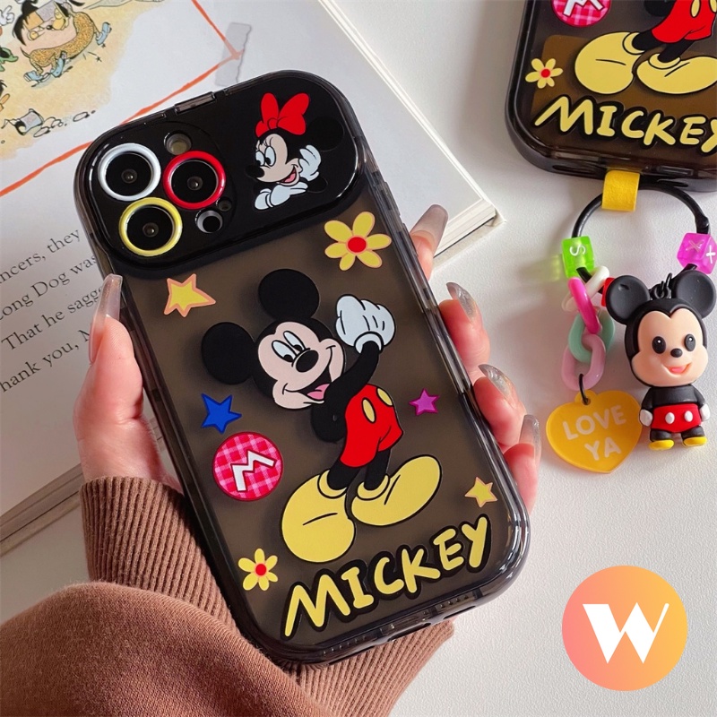 IPHONE Flip Make Up Cermin Kartun Disney Case Kompatibel Untuk Iphone11 13 14 12 Pro Max X XR 7 8 Plus XS Max SE 2020 Lucu Mickey Minnie Mouse Shockproof Lembut TPU Phone Cover