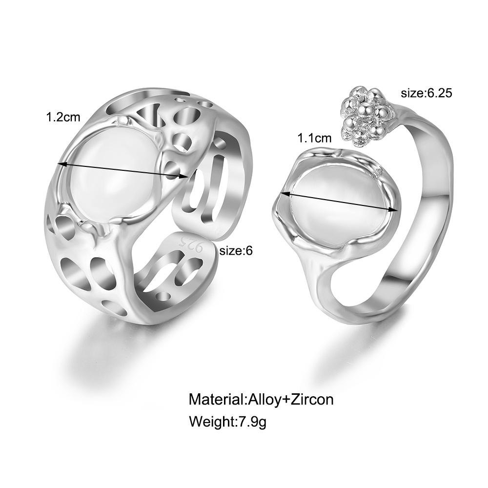 Cincin Perak Batu Permata Elegan Untuk Wanita Fashion Moonstone Finger Ring Aksesoris Perhiasan