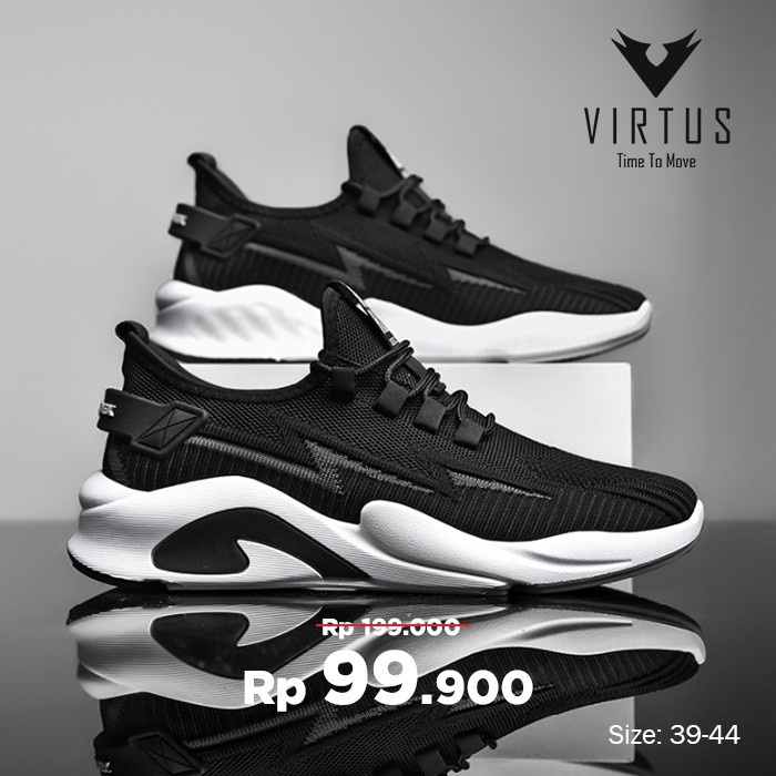 VIRTUS 39-44 BLITZ Black Hitam - Sepatu Sneakers Pria Olahraga Casual - Hitam, 44