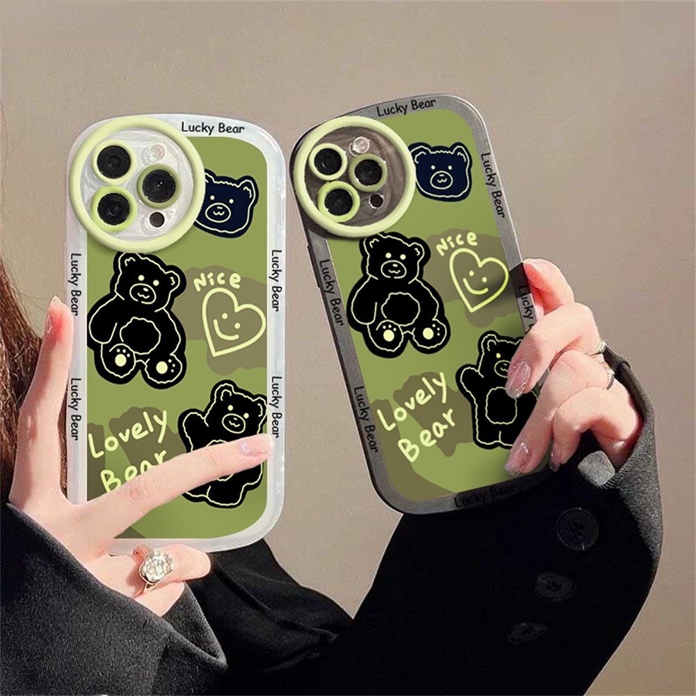 Soft Case Realme 10 C35 C33 C21Y C25Y 5 5i 6i C3 C35 RealmeC11 C11 2021 C25 C15 C12 C2 C25S 7i C17 Kartun Beruang Matcha Background Warna Desain Vogue Sarung Telepon