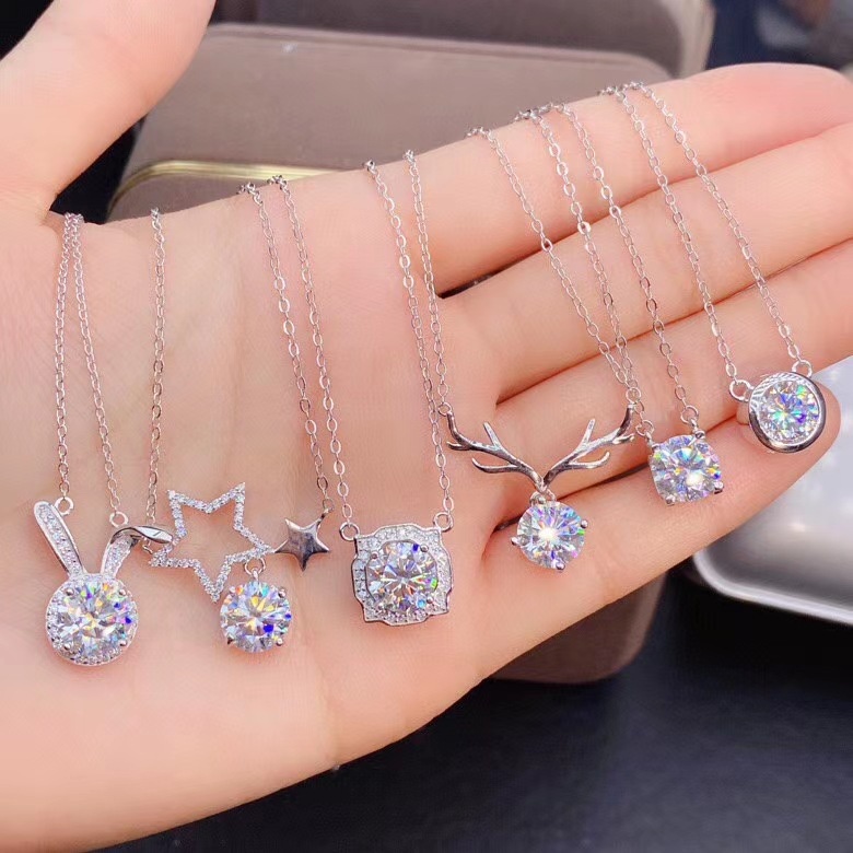 Goldkingdom Aksesoris Perhiasan Fashion Ready Stock Satu Rusa Jalan Memiliki Kalung Anda Impor D Warna Moisan Berlian Kelinci Bintang Star HW Liontin Wanita