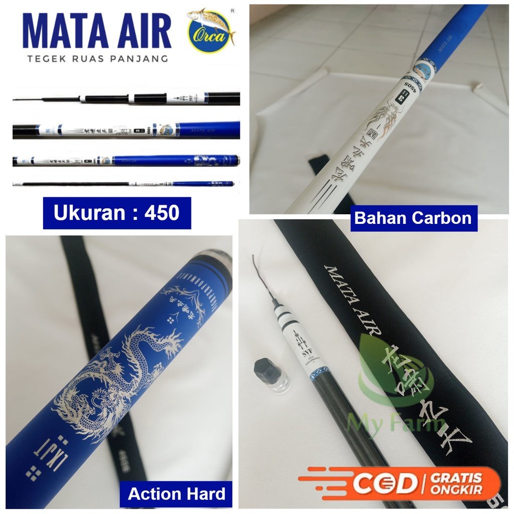Joran Tegek Orca Mata Air Panjang 450 Bahan Carbon Ruas Panjang Action Hard Atau Tongkat / Tangkai P