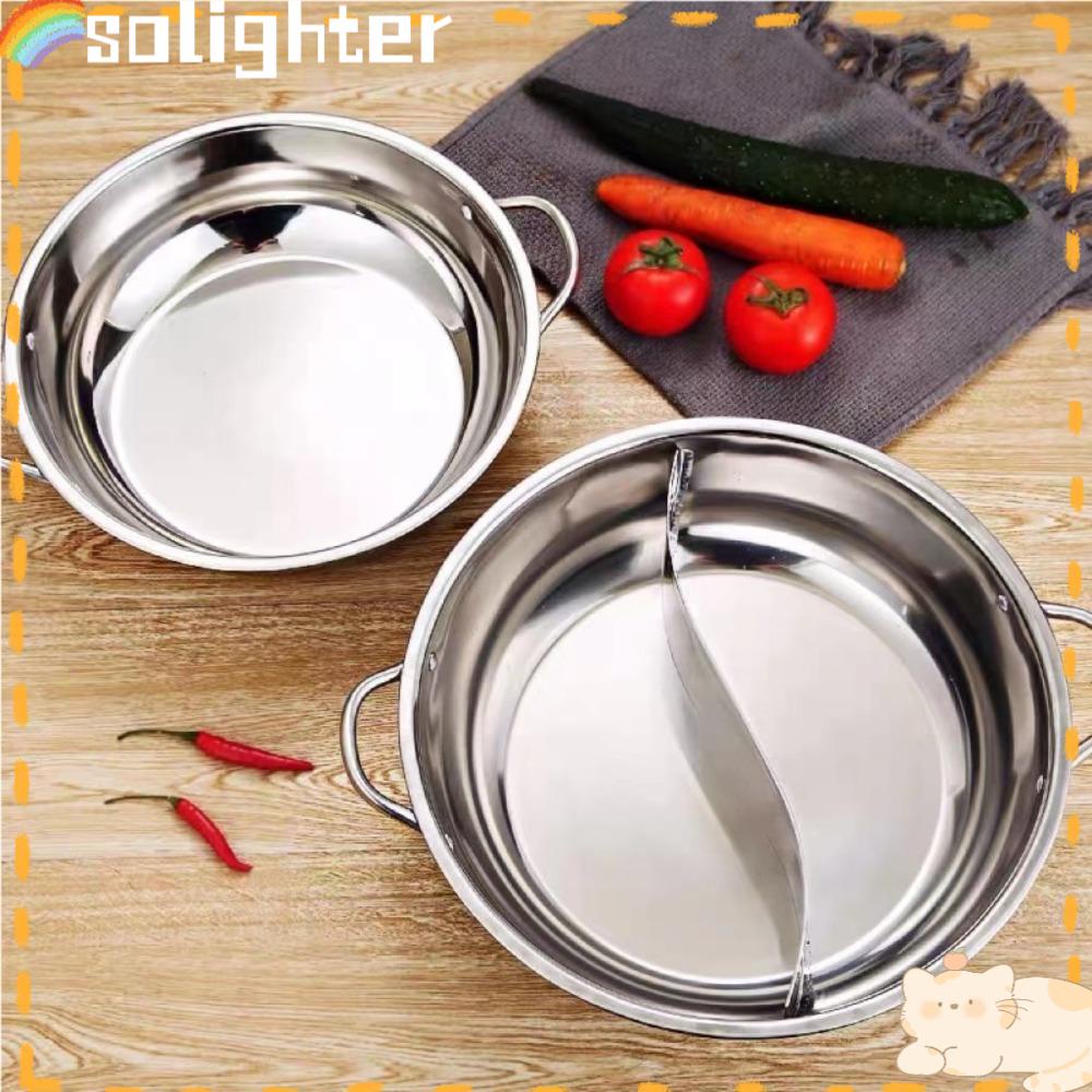 Solighter Chinese Hot Pot Menebal Stainless Steel Dengan Penutup Kompor Gas Panci Masak Dapur