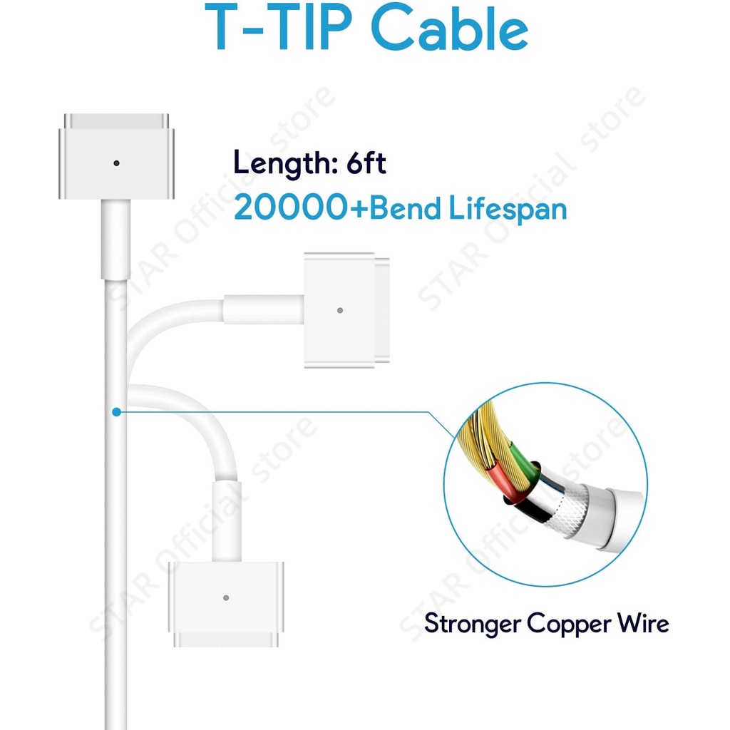 Kompatibel Untuk Mac Book Pro Mac Air Charger 45w 60w 85w Mag1 &amp;2 Power Adapter Konektor T-Tip Tipe-C Magnetik