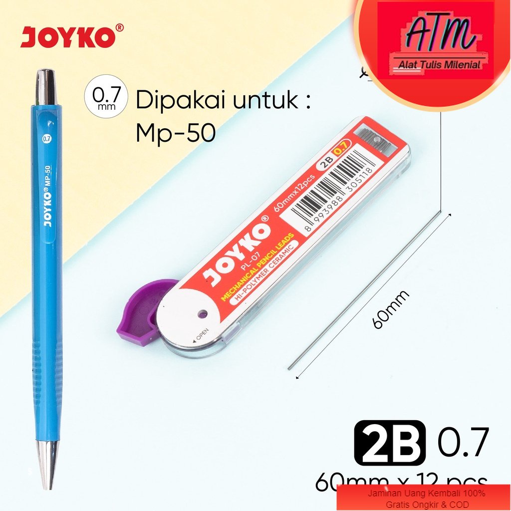 

Pencil Lead / Isi Pensil Mekanik Joyko PL-07 / 2B / 0.7 mm