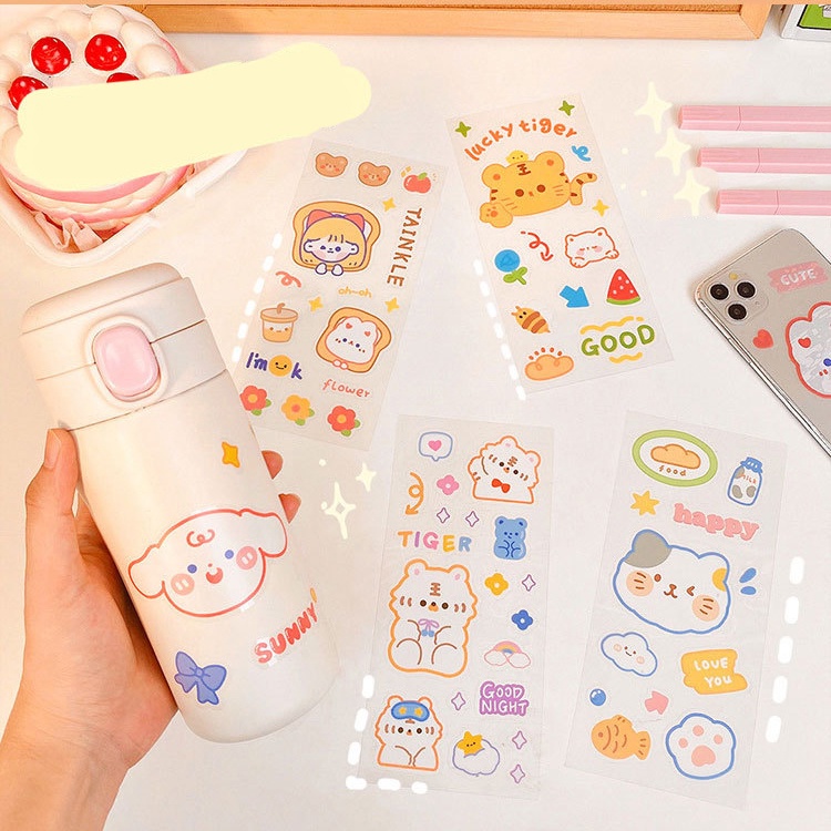 [Harga Grosir] Ins Style Cute Tea Bear Pattern Handbook Stickers Strawberry Stiker Buku Pegangan Dekorasi Kreatif Cangkir Air Stiker PVC