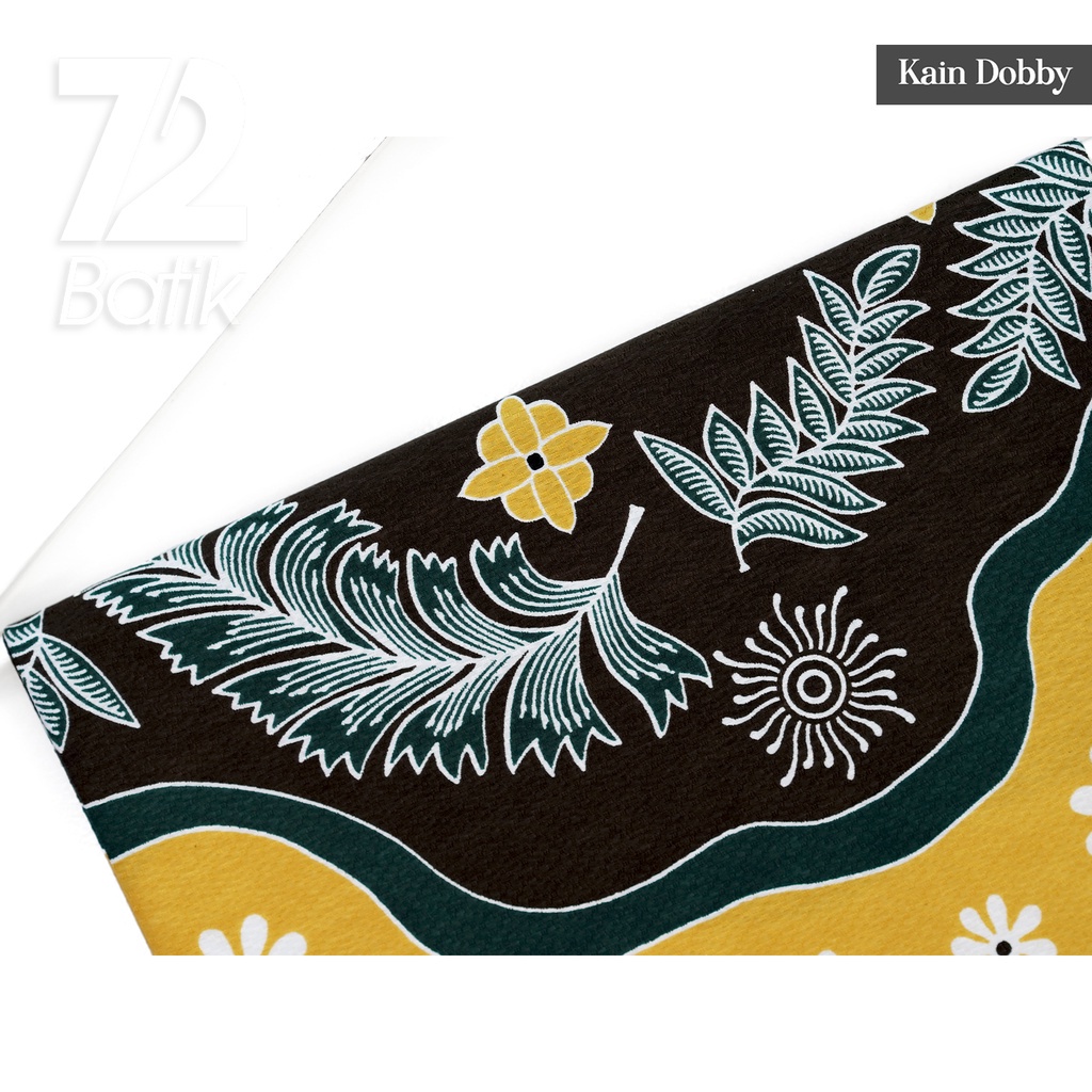 KAIN BATIK PREMIUM Bahan Dobby Dobi Dobbi Dolbi Motif Kembang Lapis Warna Hitam Kuning 723306 Cap 72Jarik Jarit Samping Kebat Panjang Batik Dobby Modern Premium Bahan Seragam Batik Pernikahan Kantor Keluarga Murah Kamen Jadi Batik Bali Lembaran