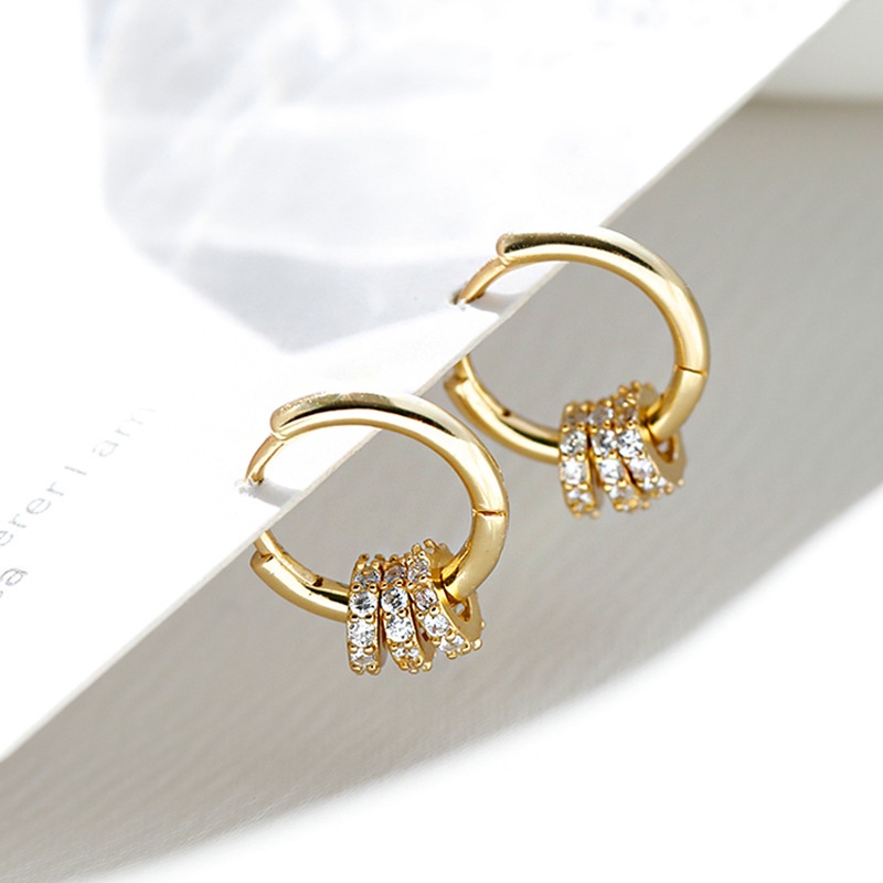 Goldkingdom Aksesoris Perhiasan Fashion Ready Stock Anting Lingkaran Kecil Dengan Berlian Anting Perempuan Anting Cincin Telinga Ins Gaya Temperamen